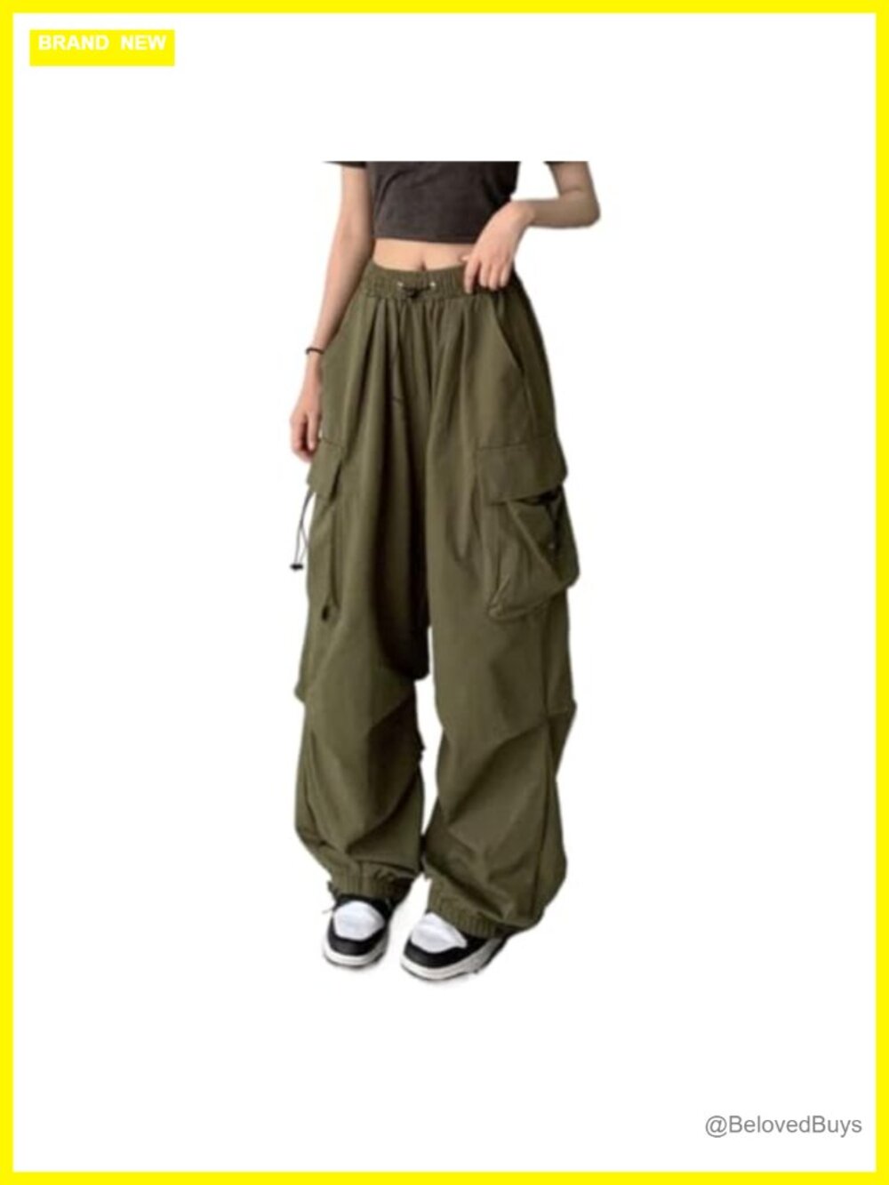 Women Cargo Pants Baggy Wide Leg Straight Leg High Waist Multi Pockets Cotton